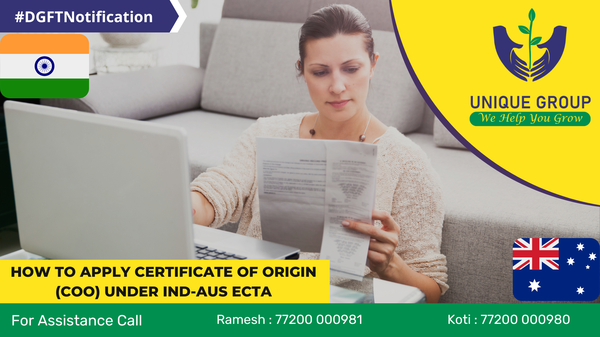apply for Certificate of Origin (CoO) under Ind-Aus ECTA