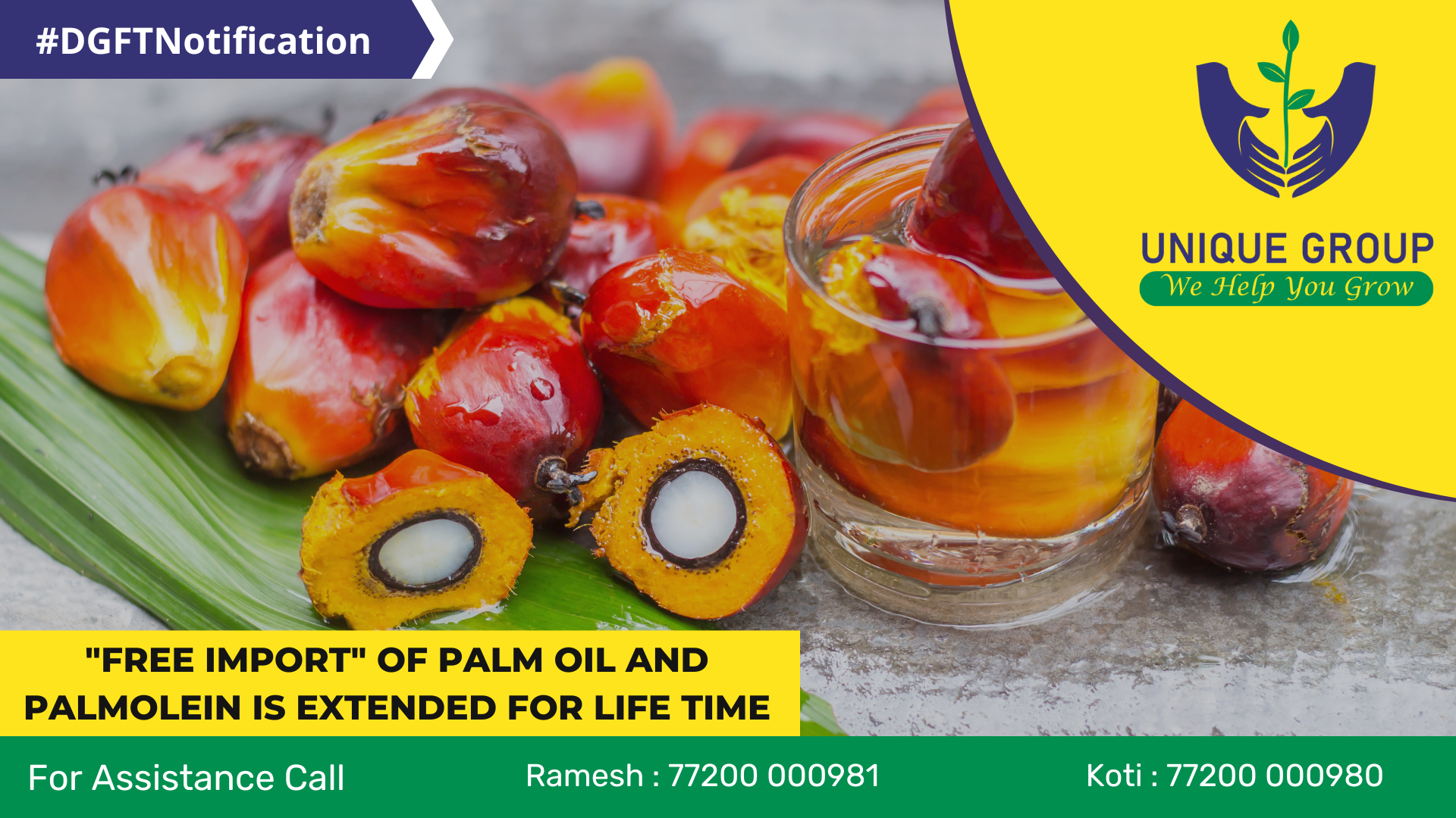 Free import of Palm Oil and Palmolein