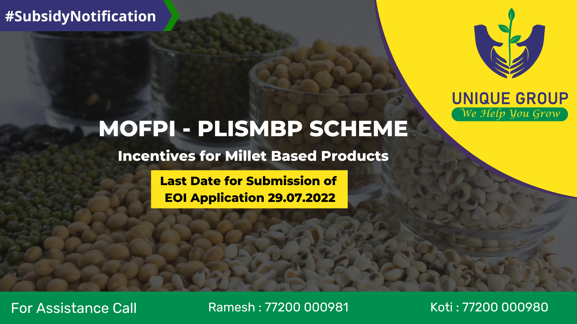MoFPI is inviting applications (EOI) for Millet PLI scheme