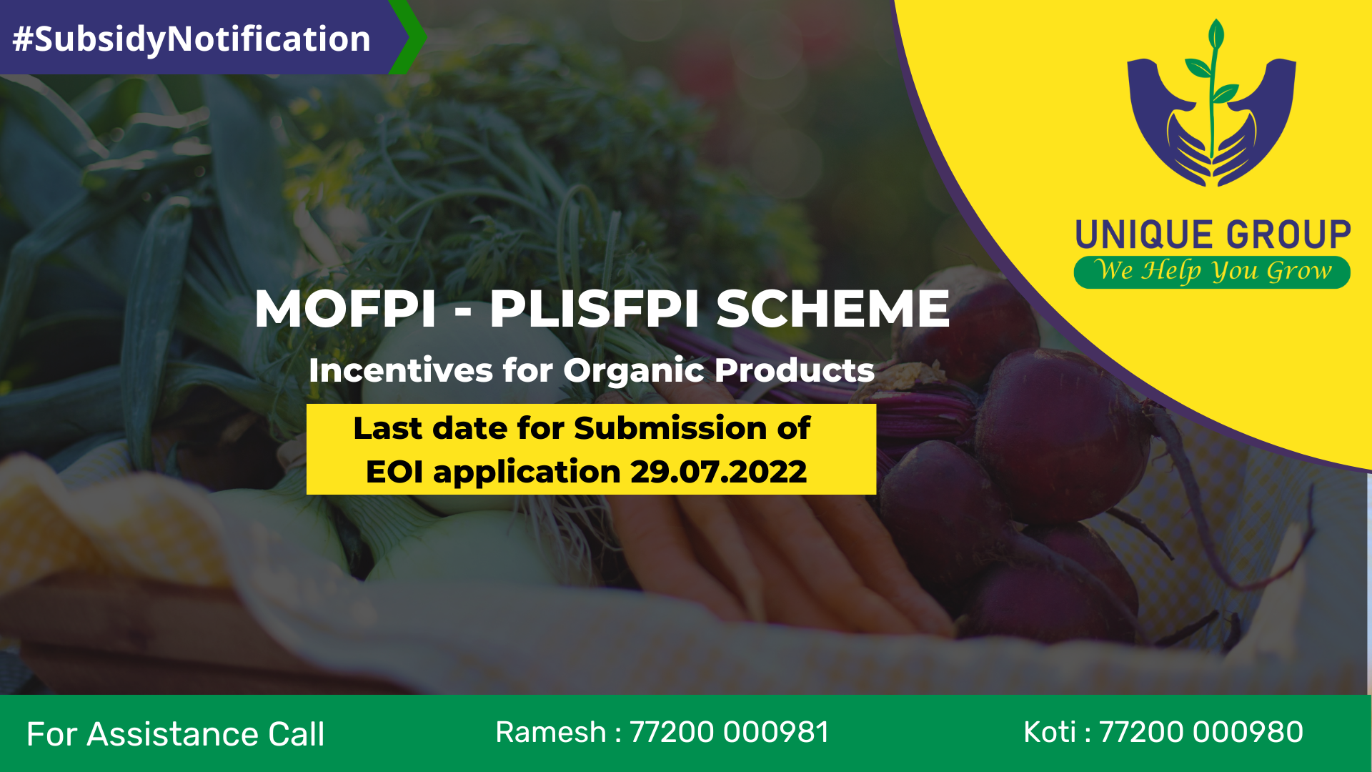 Last date of eoi application for organic products