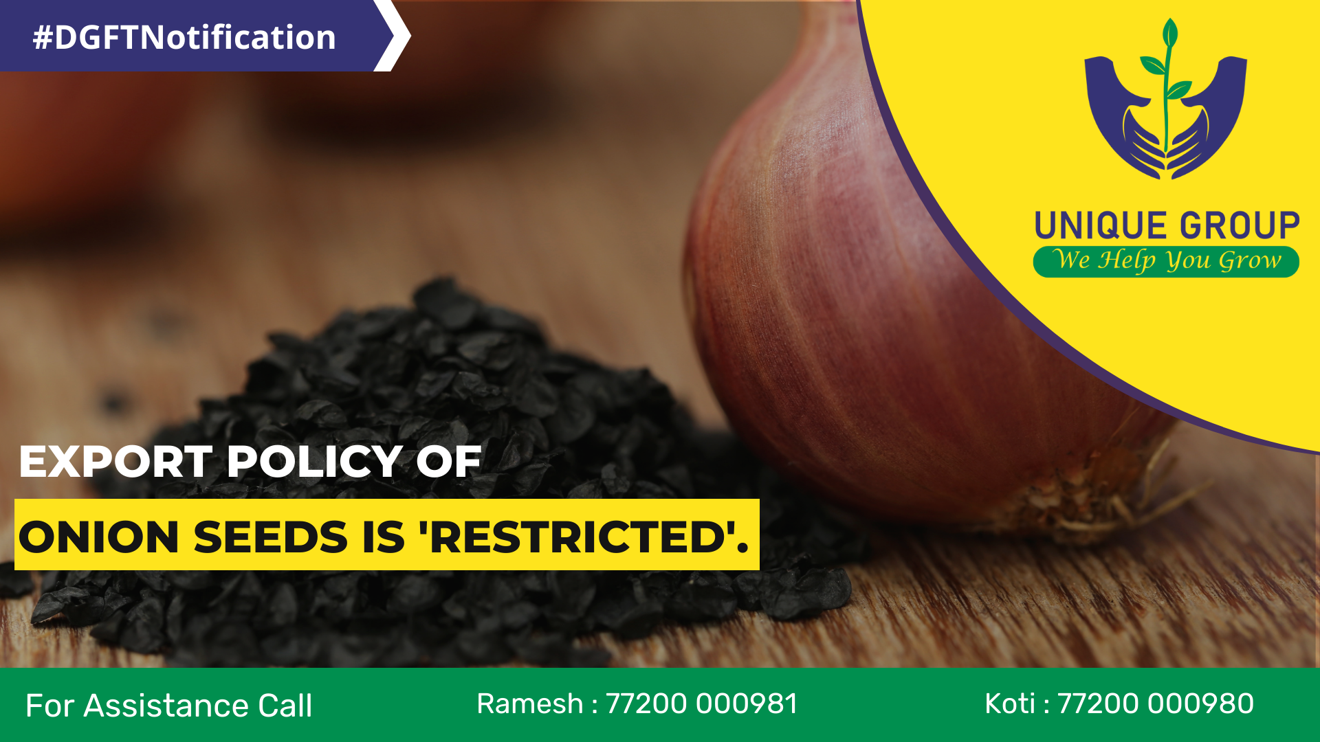Restriction on exports of Onions seeds