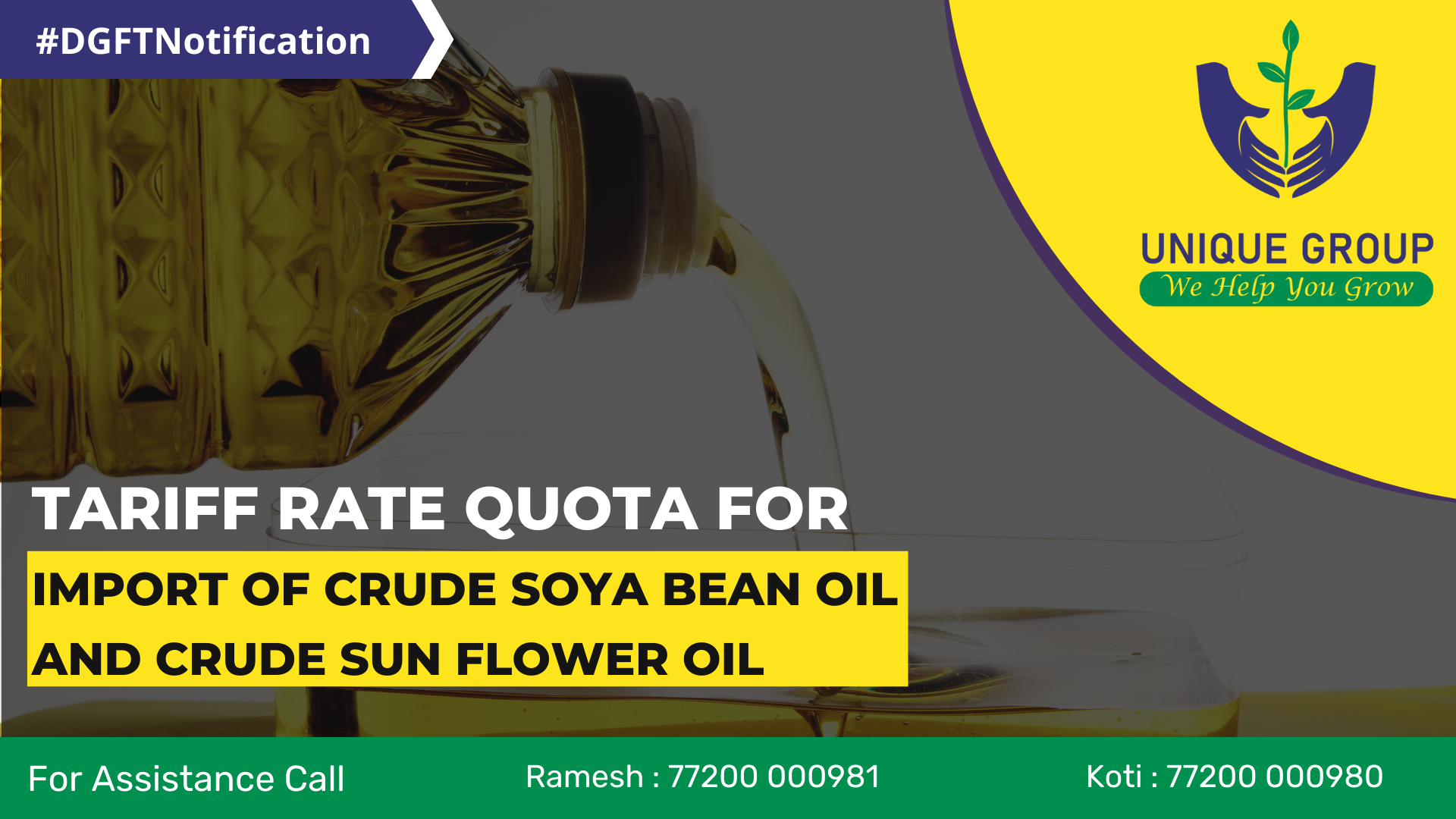 How to import crude sun flower & soya bean oil