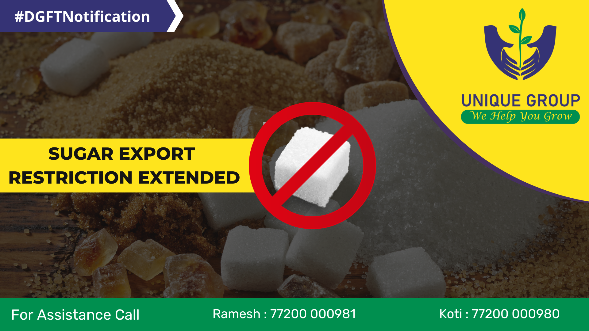 Sugar Export Restriction Extended