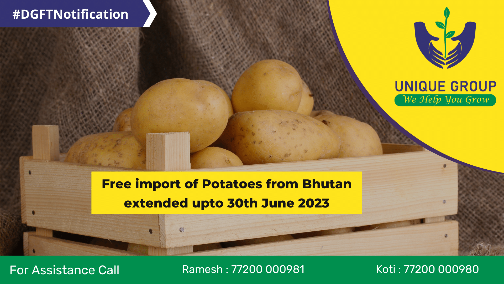 Free import of Potatoes from Bhutan